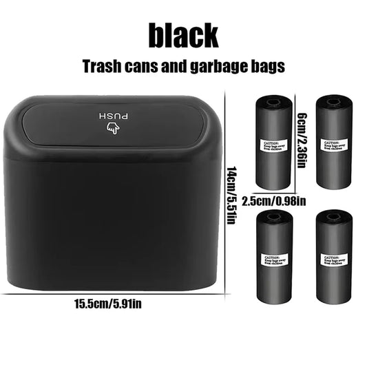 Mini Trash Can with Lid with 4 Rolls (60pcs) Trash Bags